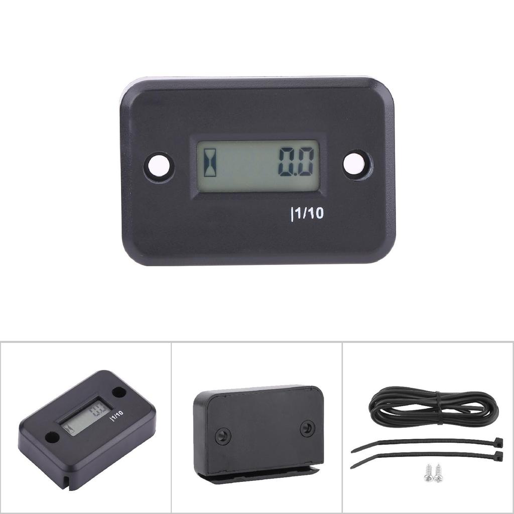 Digital Hour Meter Gauge Timer for Gasoline Engine Racing Motorcycle ATV Mower Black