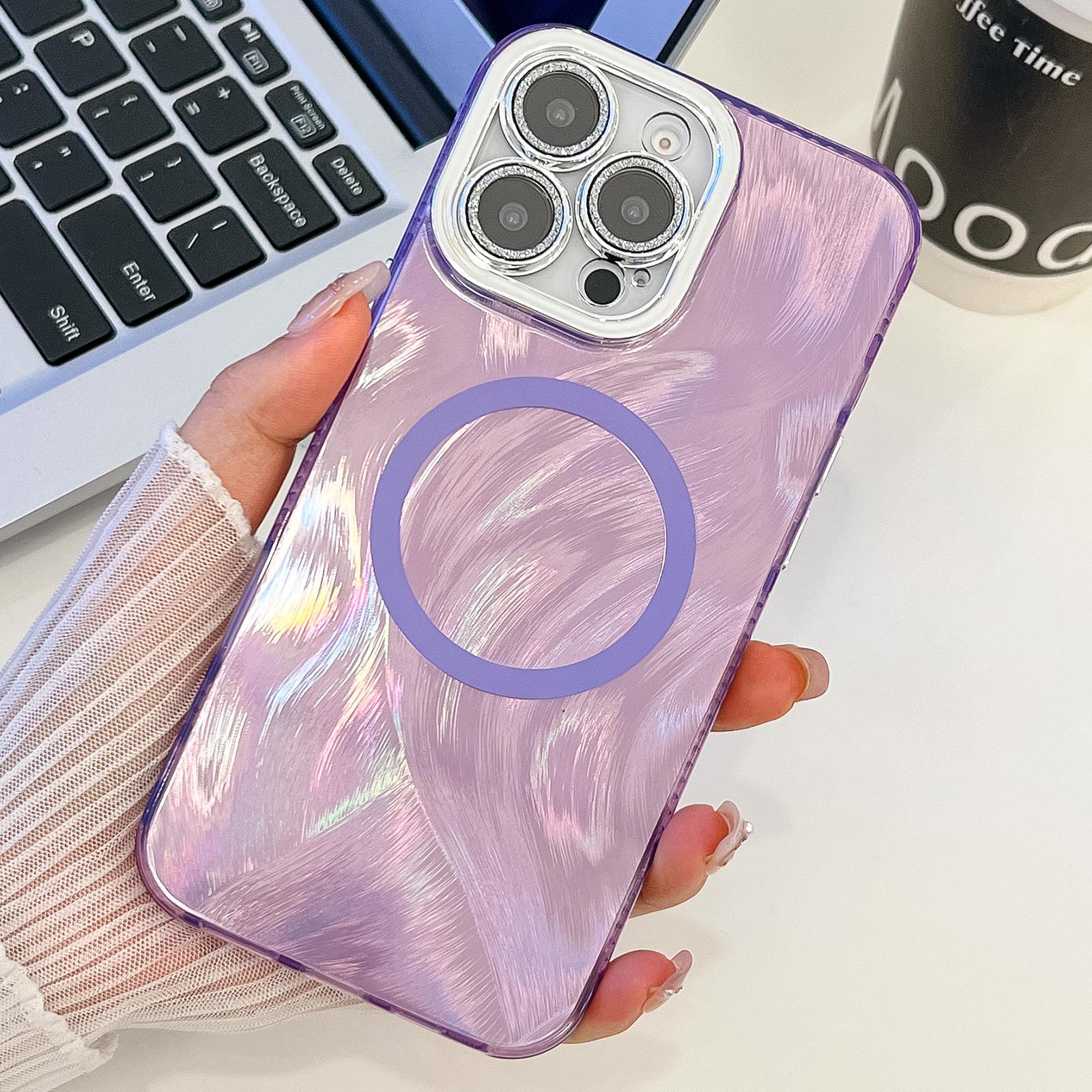 

For iPhone 16 Pro Max Case Compatible with MagSafe IMD Design PC+TPU Phone Cover with Glass Lens Film C