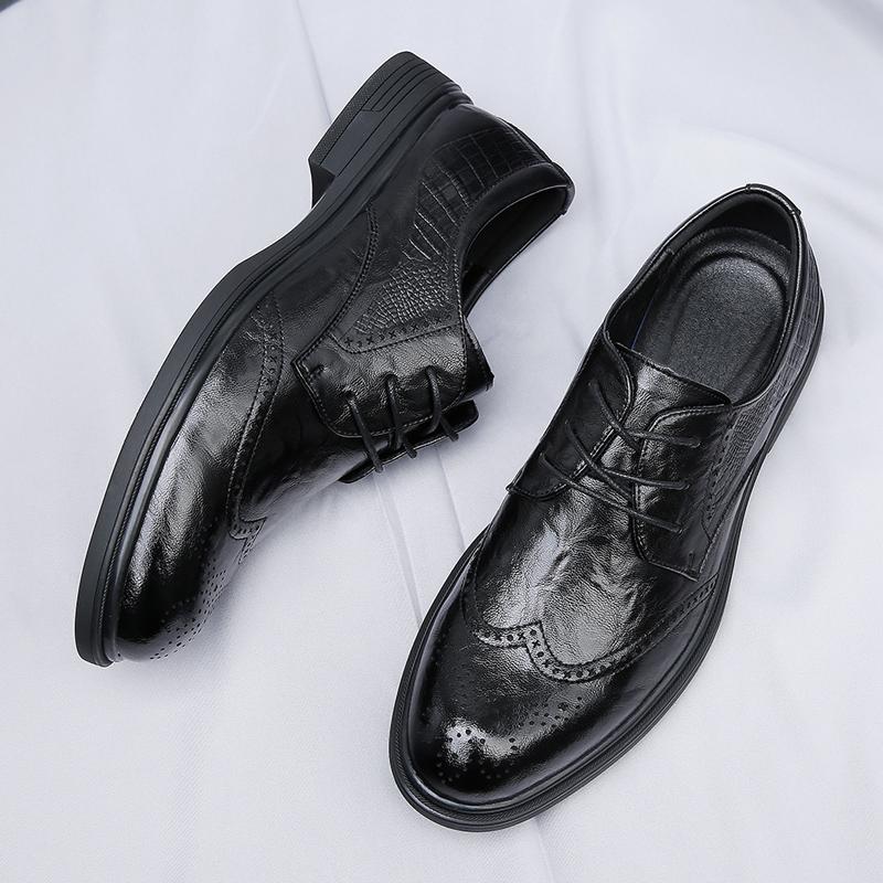 New High Quality Genuine Leather Shoes Fashion Men's Casual Shoes Brand Man Soft Comfortable Lace Up Brock Formal Leather Shoes