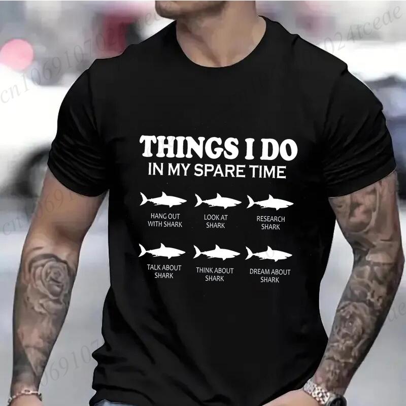 T Shirts for Men Short Sleeve Shirts for Guys Funny Graphic Tees for Shark Week Clothes Funny Shark Fashion Casual Men's Tee Top