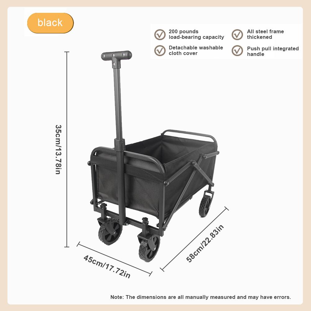 Collapsable Wagon Outdoor Large Capacity Camping Trolley 4 Wheel Carts Long Handle Picnic Handcart Multifunctional Pull Carts