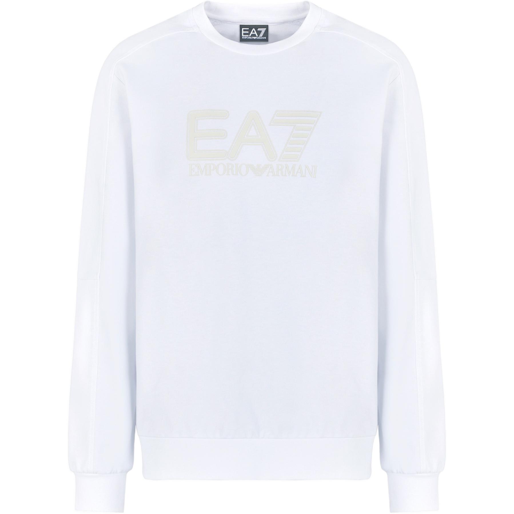 Emporio Armani EA7 FW24 Letter Number Logo Print Crew Neck Long Sleeve Sweatshirt Men sweatshirt White 6DPM60-PJVRZ-1100 XL 9300₽