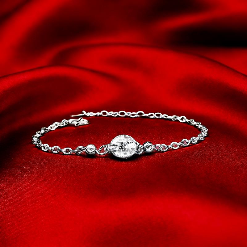 Gold-Plated Women s High-End Sterling Silver Crushed Ice Bracelet White Copper Thick Electroplated