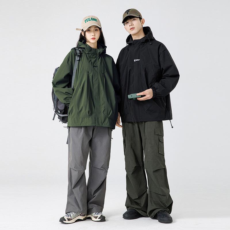 American Jacket Men's Spring and Autumn Mountain Outdoor Leisure Mountaineering Suit Loose Work Hooded Jacket