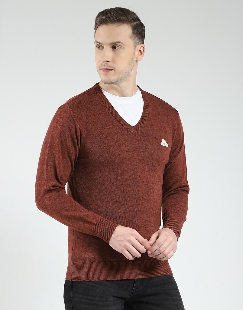 Monte Carlo Men's Wool Full Sleeves Sweater | V-Neck | Regular Fit| Solid Pattern |Warm & Stylish Pullover Cardigan for Men