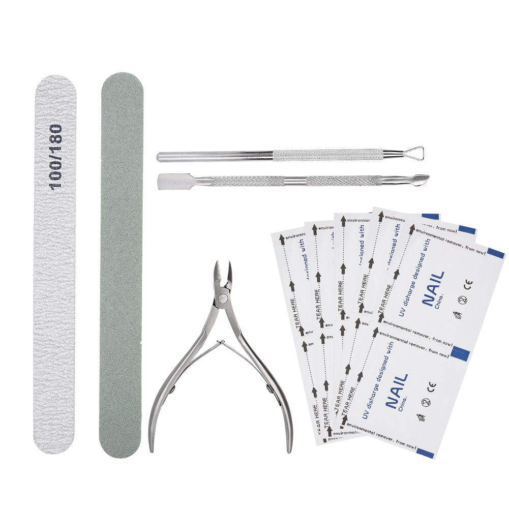 Nail File Cuticle Nippers Steel Pusher Nail Polish Removal Planing Tool Manicure Tool Set
