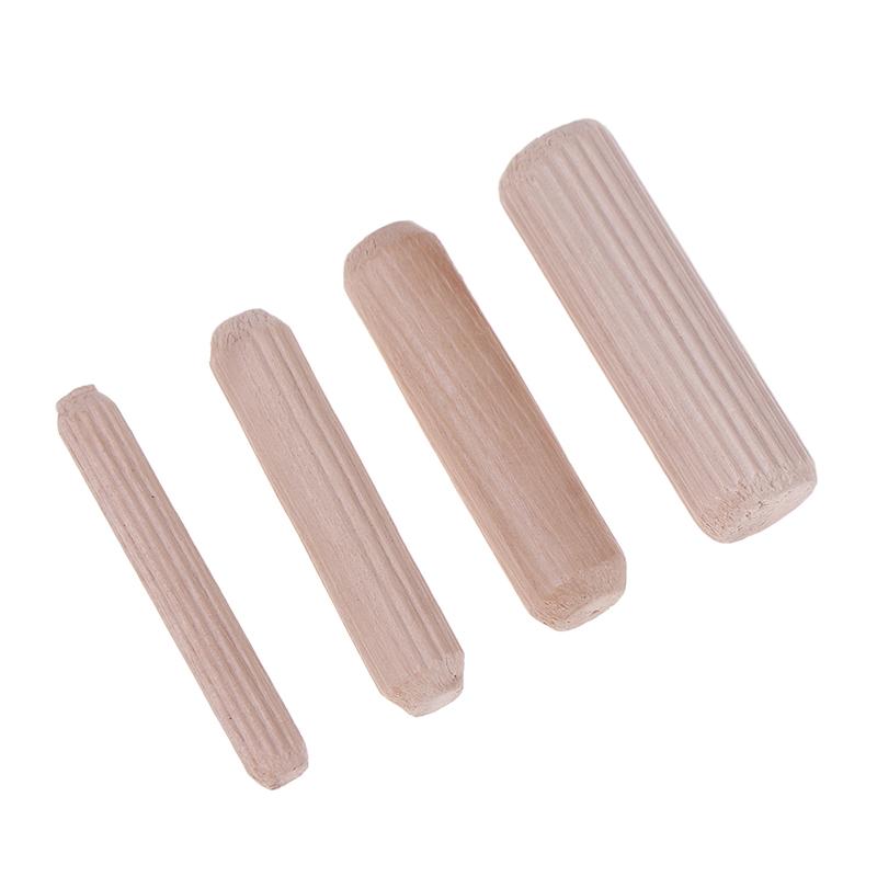 100Pcs/Pack Round Wooden Dowel Pins 6*40Mm 8*40Mm 10*40Mm Cabinet Drawer Round Fluted Diy Woodworking For Dowel Jigs Drill