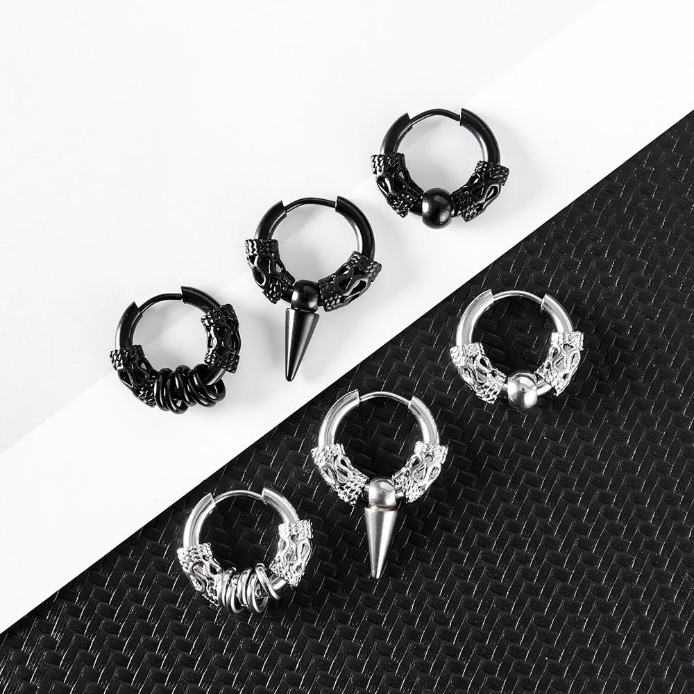 Klassische Herren Edelstahl Creolen für Damen Hip Hop Ohrring für Herren Jungenohrringe Punk Gothic Ohrstecker Schmuck Party Geschenk