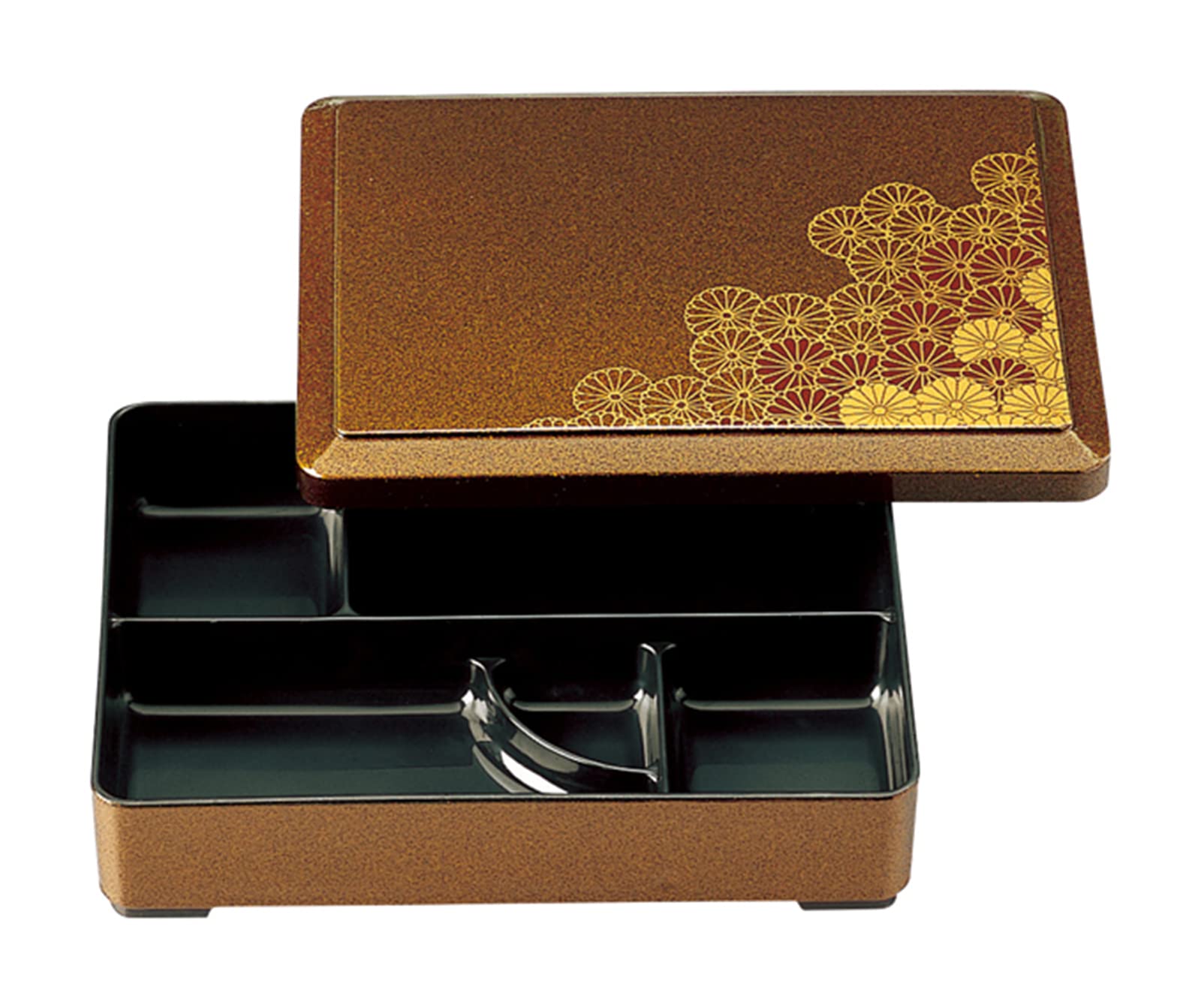 

Fukui Craft Long Fukurai Bento Wild Chrysanthemum with Black 23213690 8-inch Box, Lid,