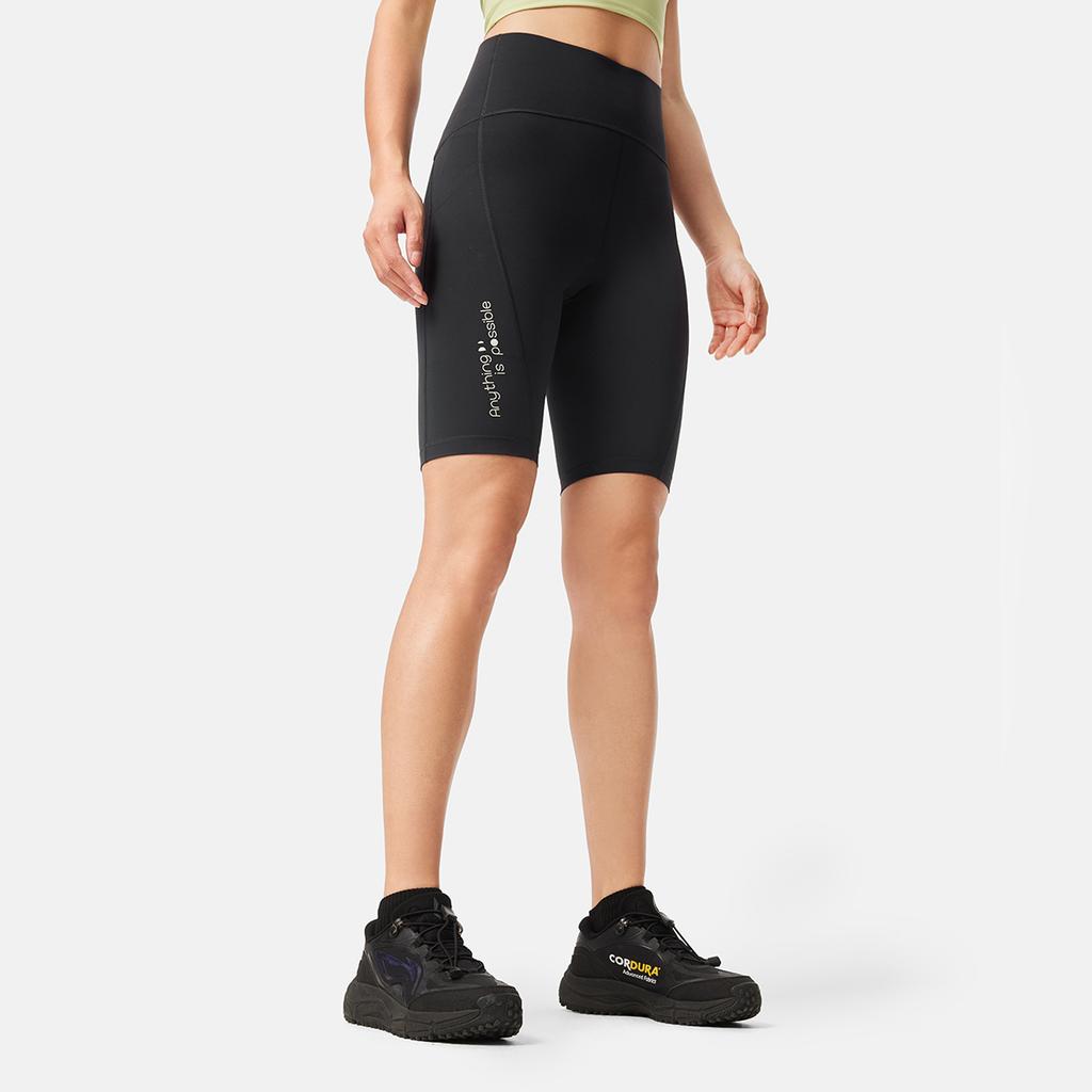 Li Ning Fitness Series Casual Simple Letter Tight Sports Shorts Women shorts Black AUSV020-1