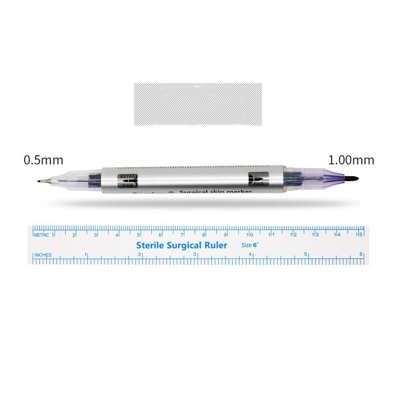 Double Head White Surgical Eyebrow Tattoo Skin Marker Pen Tool Accessories Tattoo Marker Pen With Measuring Ruler Microblading