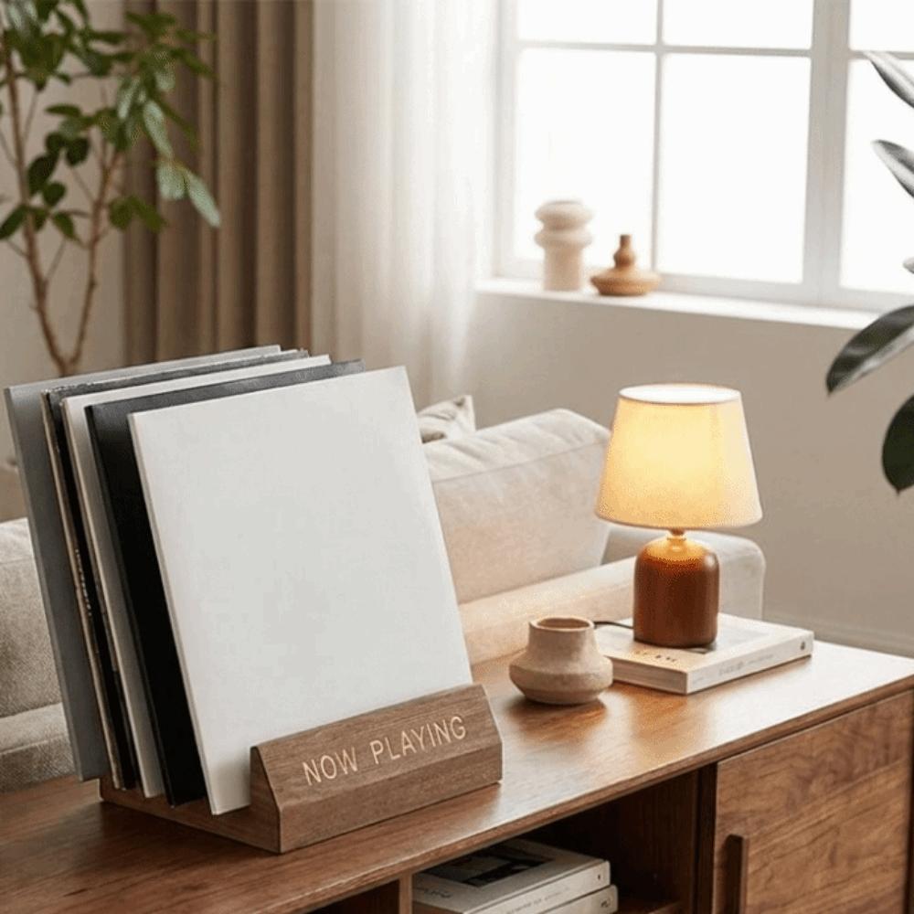 Minimalist Wooden Vinyl Record Holder Single Holder Decorative Album Display Holder Natural Now Playing Stand Bedroom