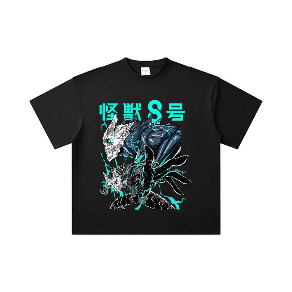 260 GSM Double Yarn 32 Count 100% Cotton Kaiju No 8 V4 Print Unisex Heavy Cotton T Shirt