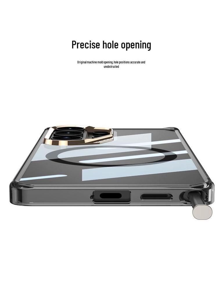 Samsung S26 Ultra Phone Case - Transparent Magnetic Wireless Charging with Rotating Bracket