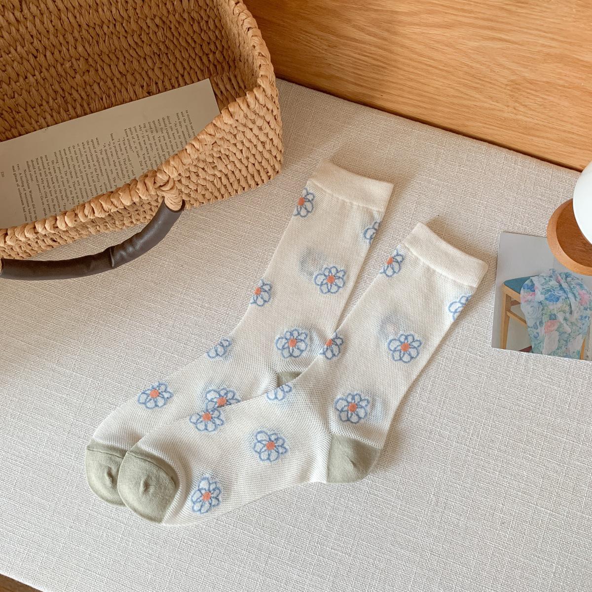 

Весенне-летние носки гольфы женские «Лолита» из прозрачного кристаллического шелка с феей-тюльпаном One Size