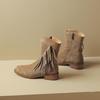 Krazing Pot Cow Suede Nubuck Autumn Winter Shoes Med Heels Size 42 Modern Boots Round Toe Zipper Tassel Ankle Boots