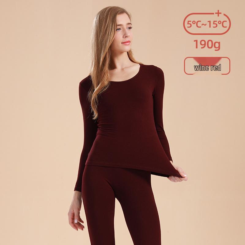 Unisex Slim Fit Cotton Round Neck Warm Underwear Set - Plus Size, Autumn/Winter