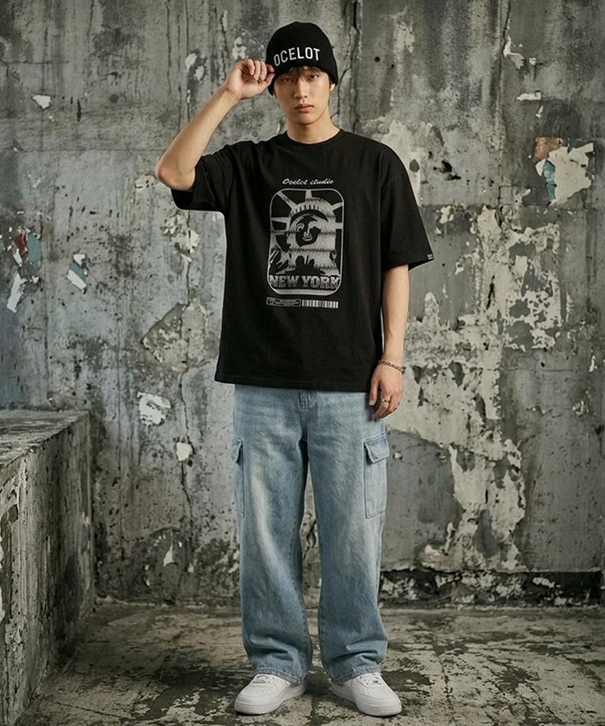 Osillos C94 Statue Of Liberty Oversized Short Sleeve T-Shirt_Black