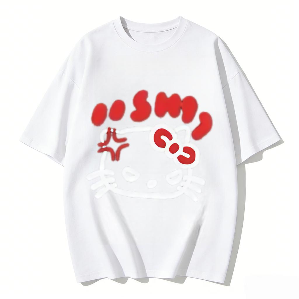 2026 Summer Trendy Cool Hello Kitty Graphic Couple Tshirts Streetwear Family Matching Parentchild Clothing for Unisex Women Kids