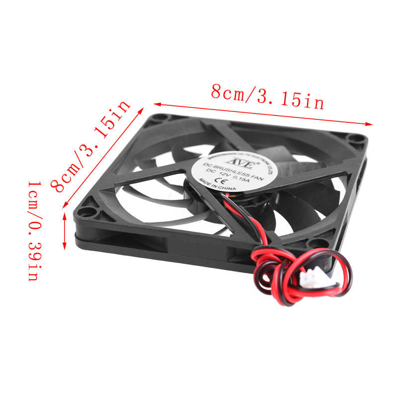 12V 2-Pin 80x80x10mm PC Computer CPU System Heatsink Brushless Cooling Fan 8010 Desktop PC Chassis Radiator Cooler Fans