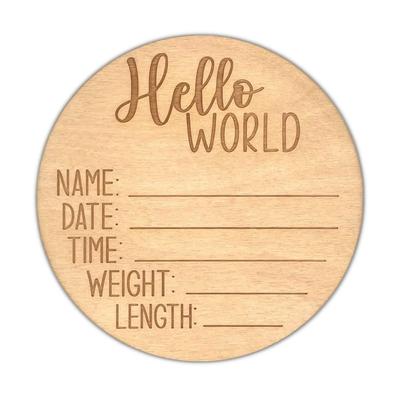 Wooden Baby Announcement Sign Hello World Birth Baby Name Plaques New Newborn Welcome Sign