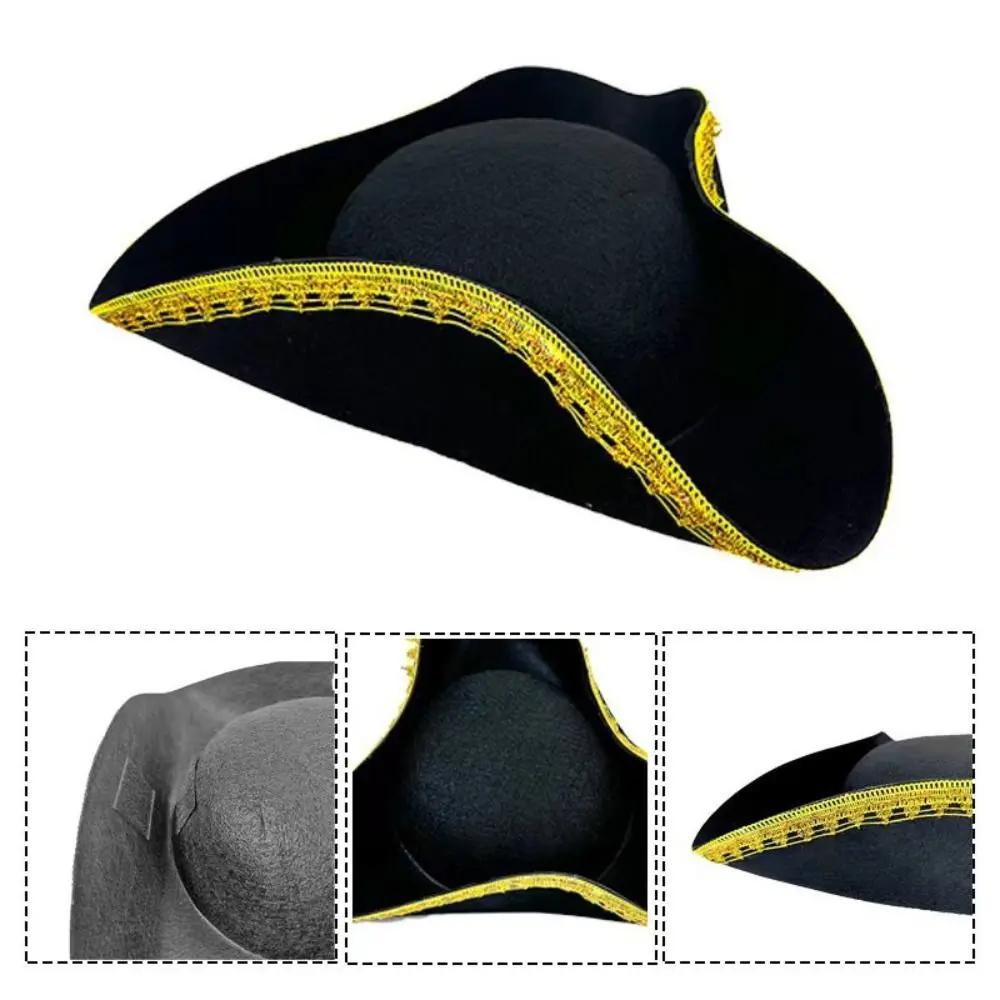 Jack Hat Cosplay Pirate Hat Stage Performance Party Hat Captain Hat Funny Dress Up Adult Tricorn Hat Costume Accessories