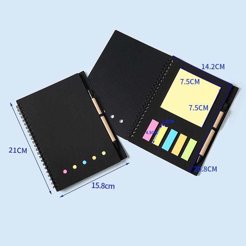 Cross-border A5 Five-Hole Spiral Notebook with Sticky Notes - Universal Lined Office Log Notebook