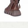 Johnature Fashion Thick Soled Platform Shoes Genuine Leather Women Peep Toe Sandals Hollow Out Boots