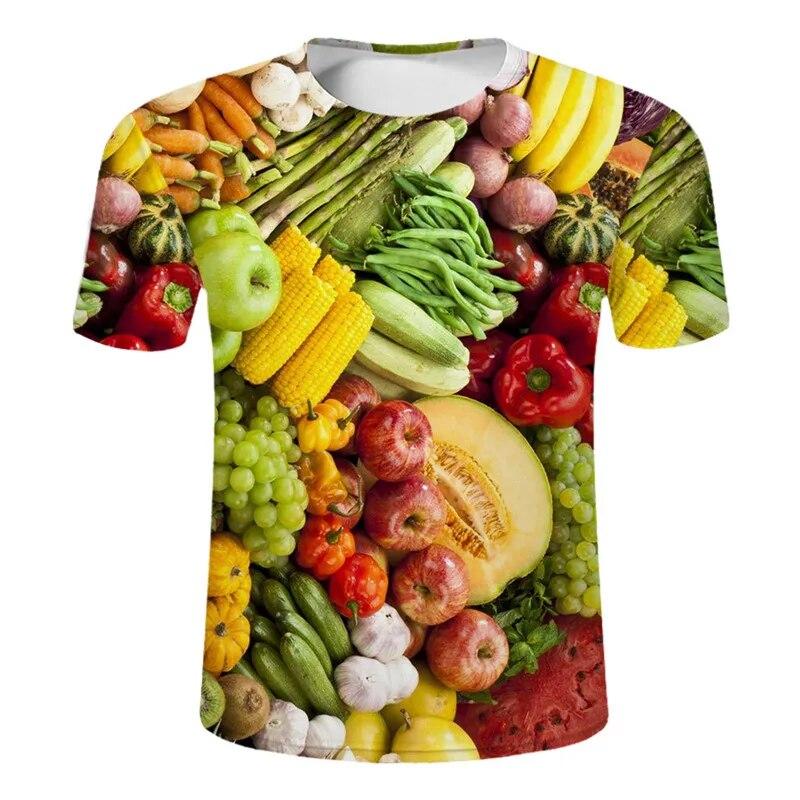 Sommermode Persönlichkeit Obst und Gemüse Grafik T-Shirts für Männer Trend Casual Fun Harajuku Bedruckt O-Ausschnitt Kurzarm