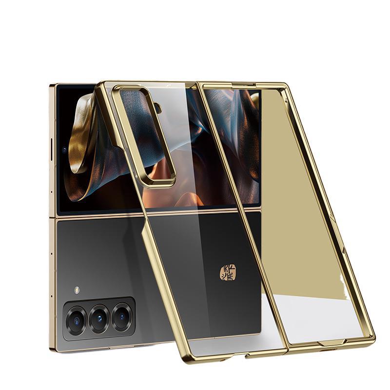 Applicable to Samsung Z FoldSSPecial folding phone case electroplated transparent Galaxy W25 anti-drop protective case
