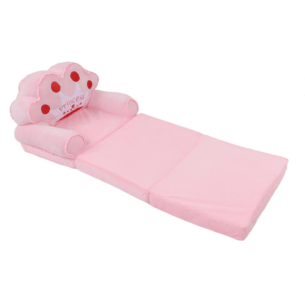 Canapea pliabilă pentru copii 2 în 1 canapea extensibilă drăguță pentru sufragerie dormitor model coroană roz 3