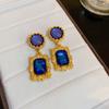 Silver Needle Zircon Earrings Retro Light Luxury Court Style Stud Earrings Niche High-end Earrings