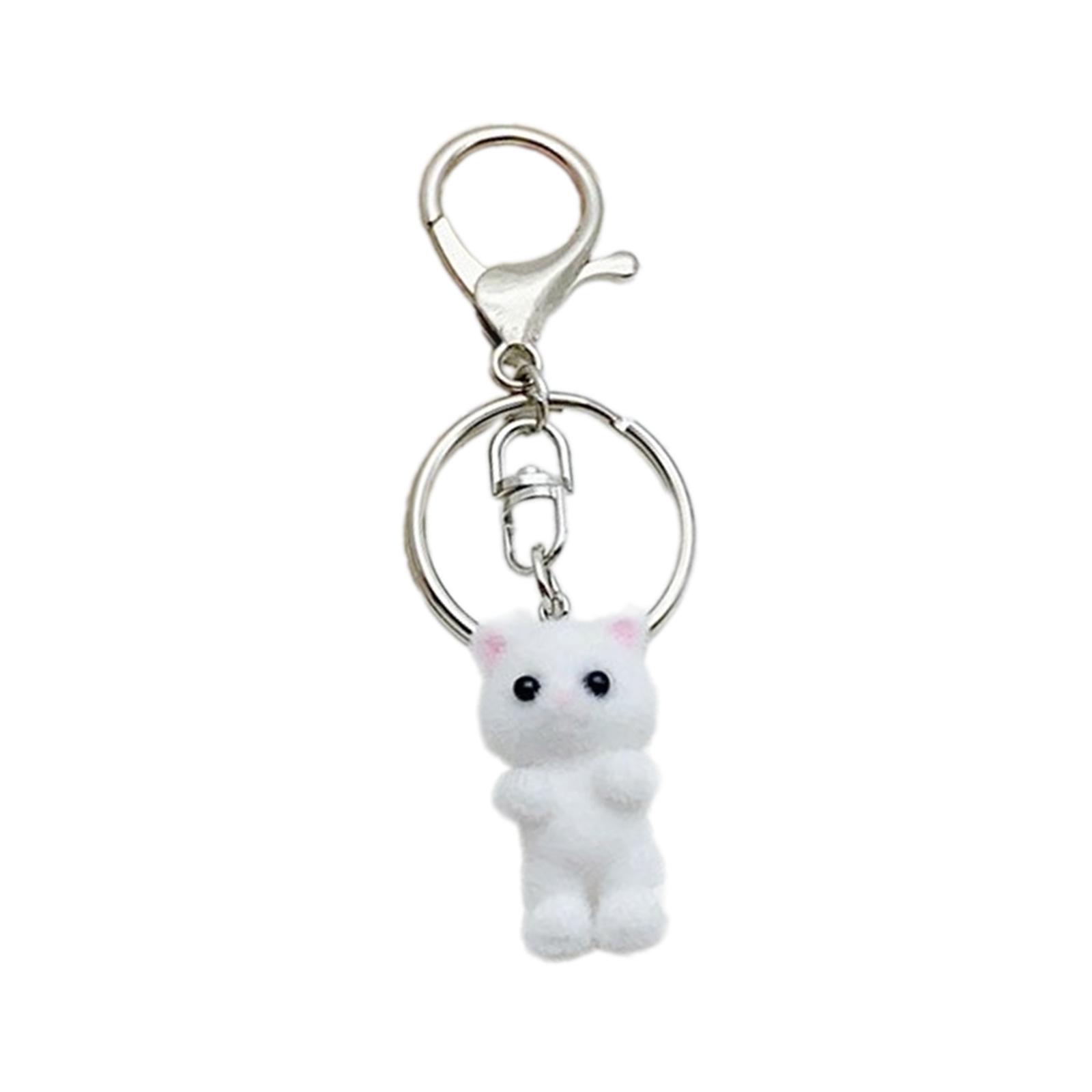 

Подвеска в форме кошки, брелок в форме животного из мультфильма, модные флокированные брелоки, очаровательные украшения для рюкзаков и телефонов