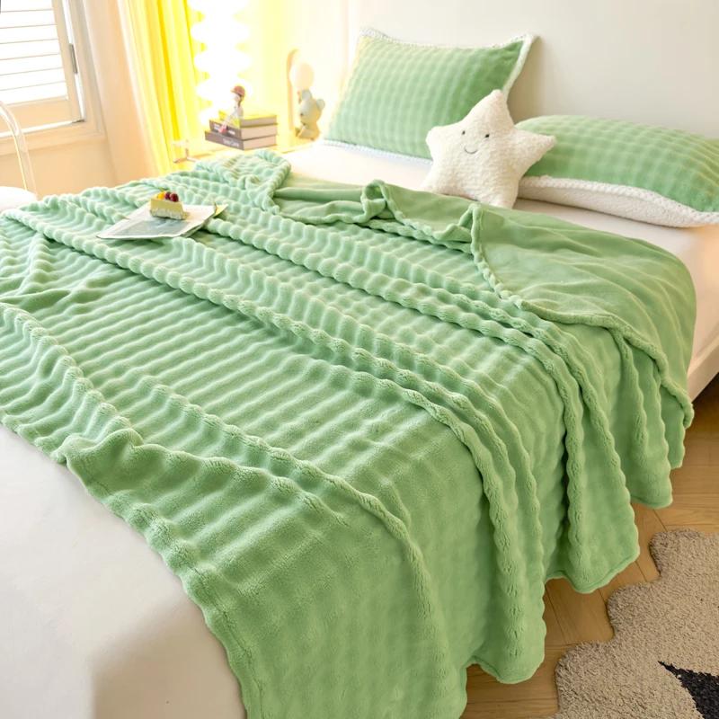 Plush Flat Bedsheet Skin-friendly Bed Linen Solid Color Flat Sheet Home Warm Blankets  (No Pillowcase)