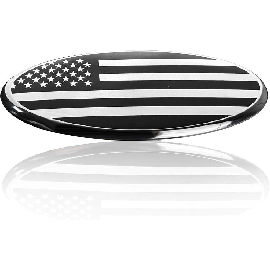 For Ford Emblem, 9 Inch Front Grill Rear Tailgate American Flag Emblem Fit For 04-14 F150, 11-14 Edge, 11-16 Explorer, 06-11 Ranger, 07-14 Expedition серебряный