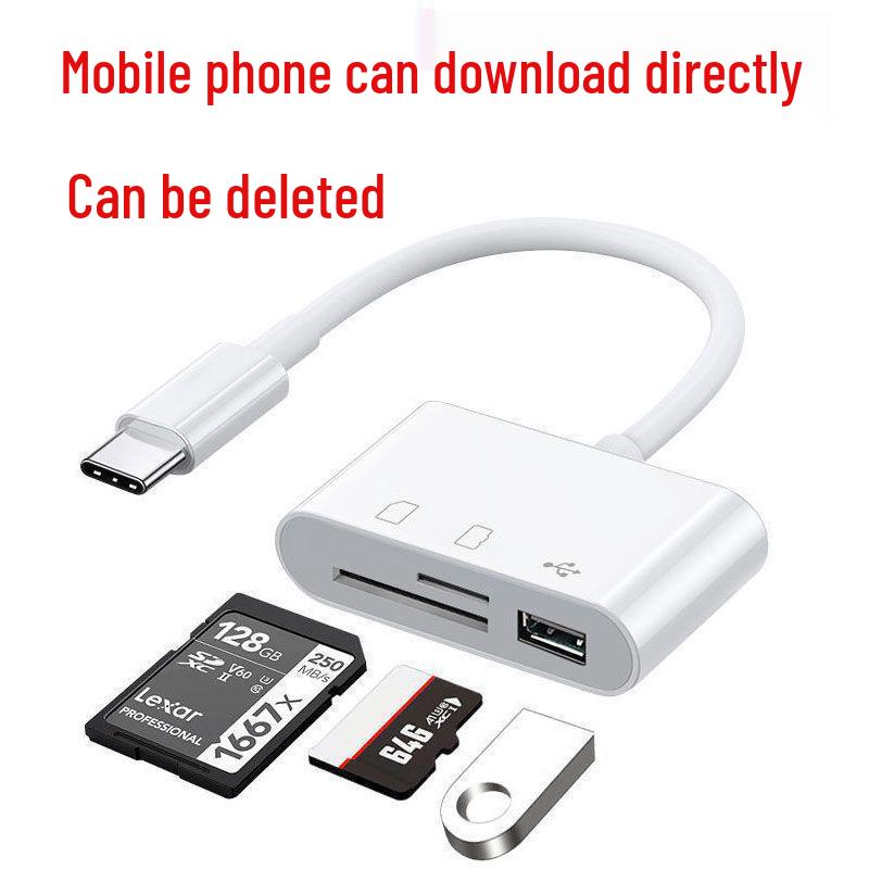 Multi-Function USB-C Card Reader with TFSD, Camera, and Mobile Phone Support