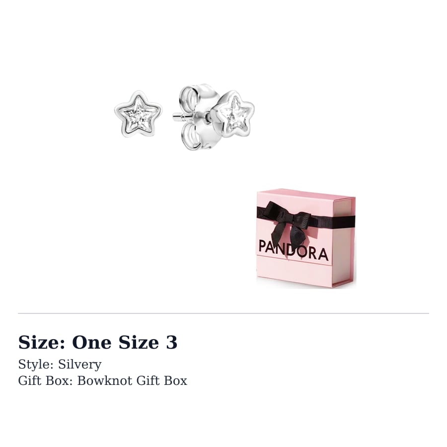 Pandora 925 Sterling Silver Synthetic Cubic Zirconia Earrings Women's Silver 290597CZ