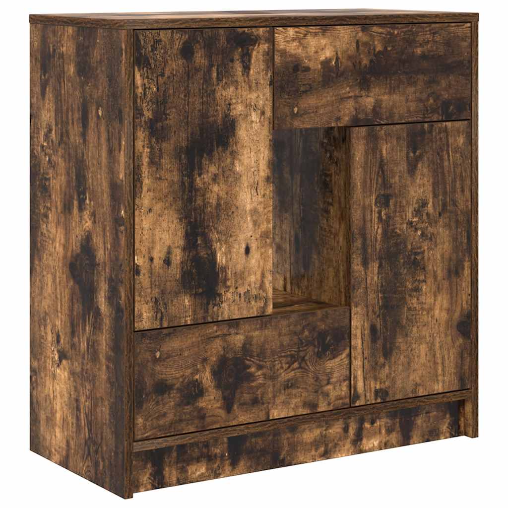 Sideboard with Drawers and Doors Smoked Oak 70.5 X 34 X 74.5 Cm