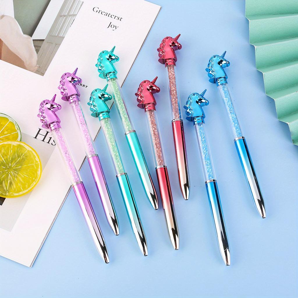 Back To School Season 10pcs Creative Imitation Metallic Imitation Crystal Imitation Diamond Ballpoint Pen Color Signature 0.7mm Blue Ballpoint Pen