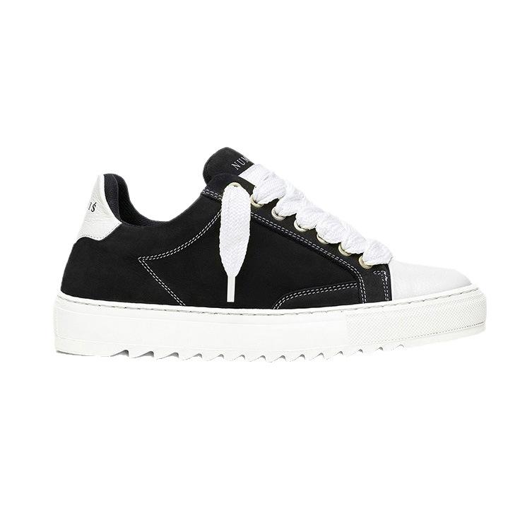 Thick Baseplate Shoes Men'S And Women'S Leather Color Matching Lace-Up Light Luxury Casual Shoes Versatile Trendy Sports Shoes