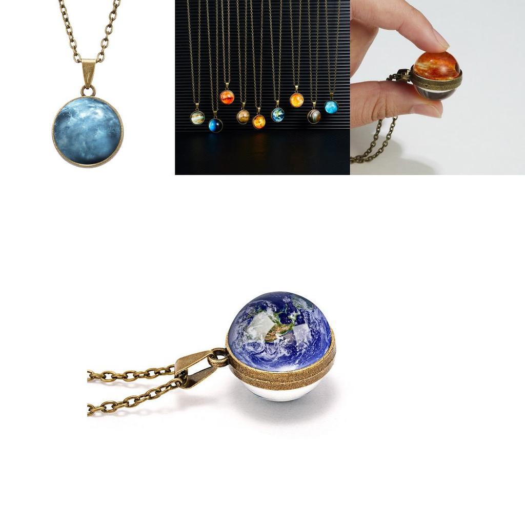 Starry Galaxy Pendant Necklace With Glowinthedark Doublesided Glass For Men And Women