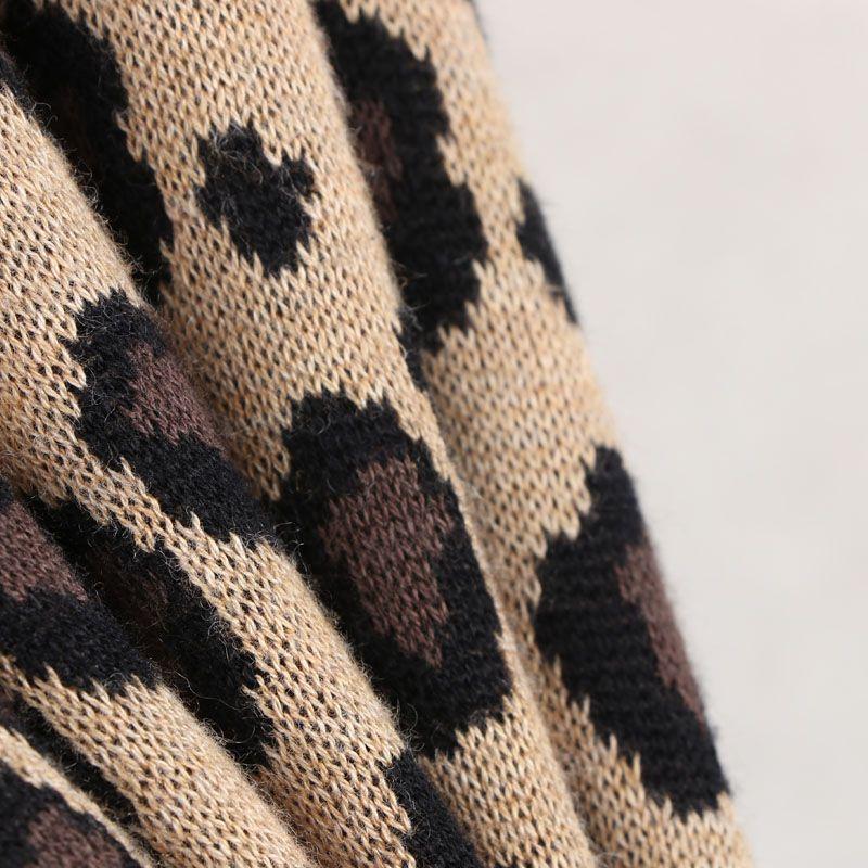 House Guchun Summer New Arrival Export European and American plus Size Women's Clothes Leopard Print Short Sleeve Knitting Dress Umbrella Skirt