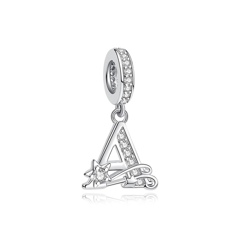 2025 New Original 925 Sterling Copper Charms Star 26 Letters Pendant Beads Fit Brand Bracelets Necklaces For Women DIY Zircon
