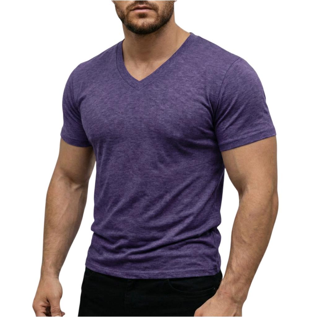 Men’s Lightweight V Neck Short Sleeve T Shirt Soft Breathable Stretch Casual Athletic Top for Everyday Wear