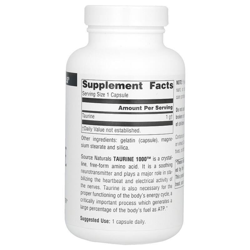 Taurine 1000, 1,000 Mg, 120 Capsules