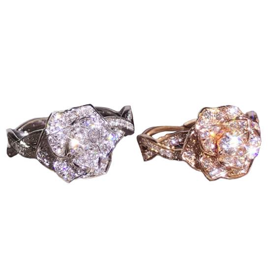 Women Ring Rose Rhinestones Jewelry Lightweight Fashion Appearance Finger Ring for Wedding