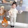 Trendy Girls' Cartoon Sweatshirt and Pants Set - Casual and Sporty Two-Piece Outfit