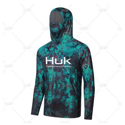 HUK Fishing Hooded Shirt Mask Anti-ultraviolet Collar Suit Men's Long-sleeved Breathable Quick-drying T-shirt