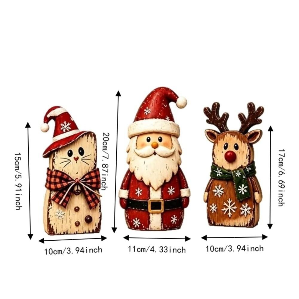 1/3pcs Reindeer Christmas Ornaments Cat Xmas Desktop Ornaments Santa Claus Figurine Decor Office