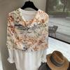 Loose Hong Kong style temperament silk scarf printing Japanese casual play wear personalized outer scarf shading cape shawl
